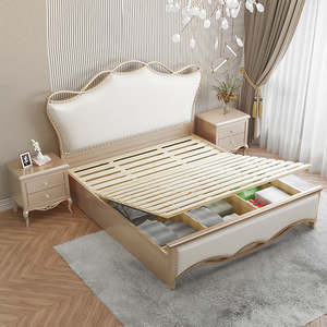 <span class=keywords><strong>Lit</strong></span> surdimensionné de luxe léger à la française, <span class=keywords><strong>lit</strong></span> de princesse pour filles, tête de <span class=keywords><strong>lit</strong></span> en cuir haut de gamme, bois de chêne robuste - Product Image 4