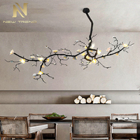 Lampe d'intérieur de style naturel inspirée de la villa, appartement, salle à manger, salon, branche de fleurs, lustre LED