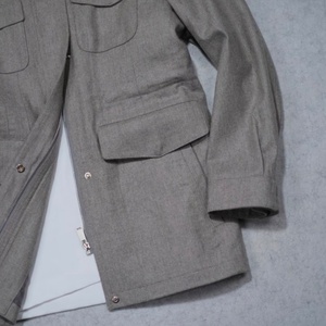 Veste safari unisexe en cachemire gris, tissu italien LP, col montant, fermeture éclair sur le devant, blazer décontracté, hiver, doublure en polaire ODM - Product Image 4