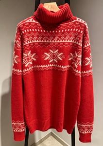 Suéter de Cuello Alto con Diseño de Copos de Nieve Rojos para Mujer, ODM/OEM - Product Image 2