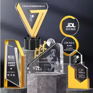 Custom logo Multi-spec Crystal Sublimation Award Crystal Blank Trophy Metal is base