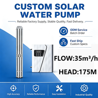 Pompe à eau solaire submersible MPPT pour puits, 175 m de hauteur de refoulement, 35 m³/h, pour une production d'eau stable au lever du soleil et en fin d'après-midi, débit d'eau stable, ISO/CE