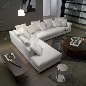 आधुनिक लोकप्रिय कपड़े मखमल एल आकार अनुभागीय सोफे हंस पंख सफेद सोफे कमरे में रहने वाले लक्जरी सोफा सेट - Product Image 1