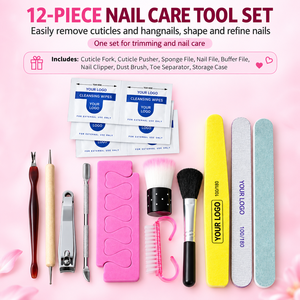 Ensemble de manucure professionnel de 12 pièces pour salon, polissage, éclaircissement, nettoyage, réparation des bords rugueux, ensemble de soins des ongles pour femmes, ensemble cadeau - Product Image 2
