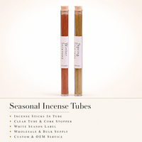 Bâtons d'encens FTQS en tube transparent avec bouchon en liège – Collection Printemps-Hiver – Cadeau d'encens pour la maison – Vente en gros – OEM – Marque privée