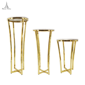 Simpson acciaio inox e MDF <span class=keywords><strong>torta</strong></span> Stand con <span class=keywords><strong>oro</strong></span> e bianco pilastri per la decorazione della tavola di nozze - Product Image 2