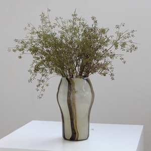 Vaso in Vetro Soffiato a Mano con Venature di <span class=keywords><strong>Legno</strong></span> Marrone e Forma Ondulata Classica, Vaso Decorativo <span class=keywords><strong>per</strong></span> Fiori, <span class=keywords><strong>per</strong></span> Casa e Centrotavola Matrimonio - Product Image 5