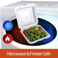 Boîte alimentaire jetable blanche en MFPP à charnière, empilable, pour plats à emporter, type clamshell, pour déjeuner rapide