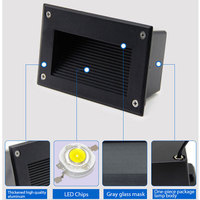 Applique murale extérieure carrée en aluminium LED de haute qualité 120V 3W IP65 étanche avec verre trempé blanc chaud 3000K pour éclairage de marches d'escalier