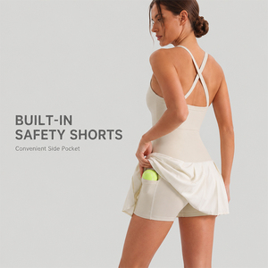 Gaun Tenis Badminton Wanita, Rok Lipit High Stretch, Celana Pendek Terintegrasi, Kantong Samping, Bantalan Penyangga, Pakaian Olahraga Pickleball - Product Image 3