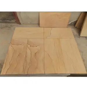 Sandstone for exterior wall cladding stone tile honed yellow beige teakwood sandstone tile