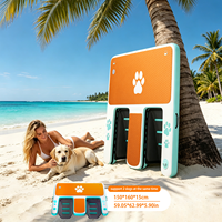 Plateforme de baignade gonflable pour animaux de compagnie en gros 150x160x15cm, pont flottant pour 2 chiens avec double rampe, usine OEM CE BSCI