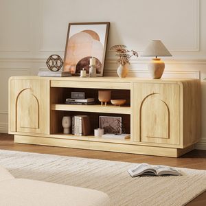 Meuble TV sur mesure Yuanfu, meuble TV style farmhouse avec armoires <span class=keywords><strong>de</strong></span> rangement pour salon, chambre à coucher - Product Image 6