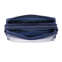 Trousse à crayons bleue à fermeture éclair, format A5, en PVC, avec fenêtre transparente, design personnalisable, pour l'école, le bureau et le rangement