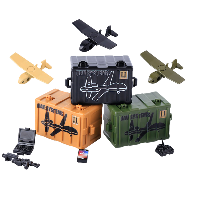 MOC Military UAV Building Block Set Educational Toy Soldier Police SWAT Figures Unmanned Aerial Vehicle Container Bricks