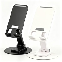 Support universel portable pour téléphone et tablette, support de bureau avec joint d'amortissement en ABS, clip en métal et plastique, support de logo personnalisé Pro