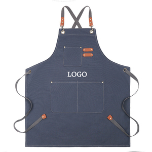 Prix usine Logo personnalisé confortable dos croisé lavé coton toile outil travail <span class=keywords><strong>cuisine</strong></span> cuisson cuisson Chef <span class=keywords><strong>tablier</strong></span> - Product Image 2
