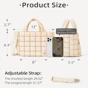 Sac fourre-tout matelassé pour femme avec logo personnalisé, en polyester imperméable, idéal pour le travail, la gym, les courses, avec bandoulière réglable - Product Image 2