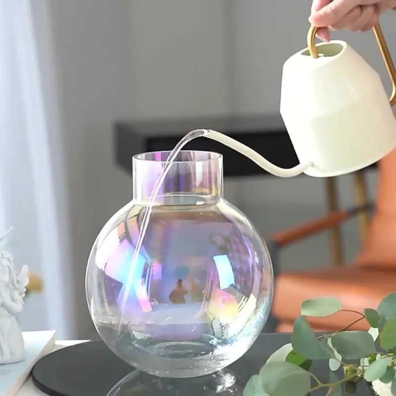 Vas kaca hiasan bunga hidroponik, gaya Nordic kreatif bola bunga transparan lampu dekorasi