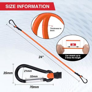 24 Inch Rubber 8mm Bungee Cords Heavy Duty Shock Straps with Hooks Elastic Rope Cargo RV Bike Luggage Outdoor Tent <b>Tarp</b> Tie - Product Image 2