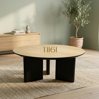 Table basse ronde moderne en bois, table d'appoint en bois massif, durable et facile à nettoyer, ensemble de meubles de salon