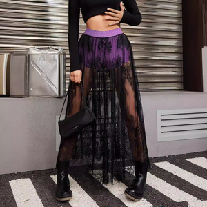 Falda Larga Gótica de Encaje Transparente Estilo Diablo para Mujer, Nueva Colección de Verano Europea y Americana, Tendencia Gótica - Product Image 4