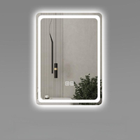 Miroir de salle de bain LED éclairé rectangulaire avec cadre en acier inoxydable, miroir mural tactile à intensité variable pour l'hôtellerie par Joystar
