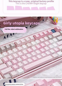 Teclas PBT <span class=keywords><strong>Utopia</strong></span> para Chicas, Sublimación de Cinco Lados, Perfil Cherry, 132 Teclas, DIY, Compatible con Interruptores Mx, Teclado Mecánico - Product Image 5