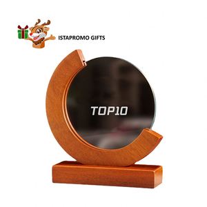 IStapromo Cadeaux Trophée Rond en Bois Personnalisé, Récompense Dorée de Haute Qualité, Coupe en Cristal, Trophée en Bois - Product Image 1