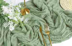 Voile de gaze vert sauge 35x72 pouces pour décoration de baby shower, chemin de table rustique printemps/pâques - Product Image 3