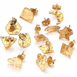 Irregular Geometric <b>Earring</b> Stud Base | 18K PVD Gold Plated Stainless Steel Press Flat Pad <b>Post</b> for DIY <b>Earring</b> Making Findings - Product Image 2