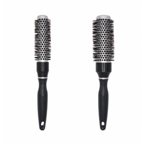 Brosse à cheveux ronde en céramique, nylon et poils de sanglier, ionique, avec manche en caoutchouc antidérapant pour le coiffage, le séchage et le démêlage - Product Image 1
