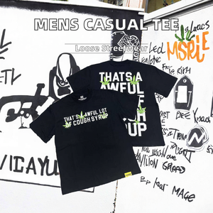 เสื้อยืดผู้ชายคุณภาพสูง ทรงหลวม ผ้าฝ้าย 100% สไตล์ลำลอง สตรีทแวร์ พิมพ์ลายตัวอักษรดีไซน์เนอร์ ป้องกันขนร่วง แขนสั้น - Product Image 2