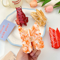 Lot de pinces à cheveux en forme de feuille d'érable de 10 cm, 5 couleurs, marbré, écaille de tortue, orange, bordeaux, nacré, grandes et petites pinces à mâchoires, vente en gros