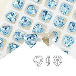K9 pointed-bottom heart DIY jewelry accessory, <b>real</b> silver plated base, irregular-shaped diamond heart water diamond - Product Image 1