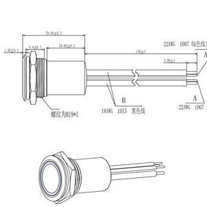 Interruptor de botón de metal de 19mm Interruptor de botón pulsador de bloqueo/reinicio iluminado <span class=keywords><strong>IP67</strong></span> - Product Image 3