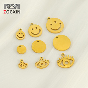 Zogxin Stainless Steel Smile <b>Face</b> Eye Pendants For Necklace <b>Making</b> Mixed Shapes 18K Gold Plated Jewelry Findings - Product Image 1