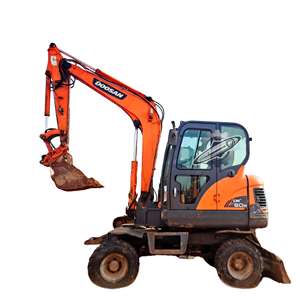 Excavatrice sur pneus d'origine Doosan DX60W-9, 6 tonnes, mini-excavatrice hydraulique sur chenilles d'occasion, matériel de construction en stock - Product Image 1