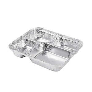 Compartiment Feuille <span class=keywords><strong>D</strong></span>'étain En Aluminium Feuille Plaque Alimentaire/<span class=keywords><strong>Plat</strong></span> De Cuisson Avec Couvercle - Product Image 4
