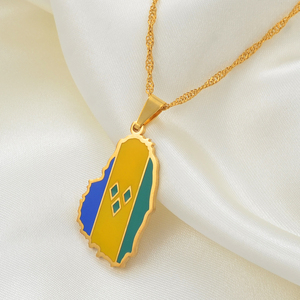 Collier pendentif carte de Saint-<span class=keywords><strong>Vincent</strong></span>, chaîne à vagues d'eau, acier inoxydable, motif en forme de voiture des Antilles Mineures, excellente idée cadeau - G098421 - Product Image 6