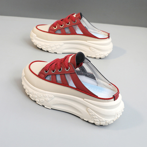 Q072 Fabriqué en Chine Chaussures tendance pour femmes Chaussures d'été respirantes Semelles épaisses Chaussures mi-chaussettes rehaussantes - Product Image 5