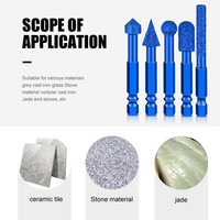 Tête abrasive diamantée à tige hexagonale 1/4in 6 formes différentes Perceuse à main Tête de polissage Polissage Fraise en alliage d'acier au tungstène