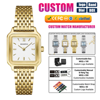 Großhandel Damen Edelstahl Quarz Quadratische Wasserdichte Mode Minimalismus Benutzerdefiniertes Logo Armband Schmuck Uhr für Damen
