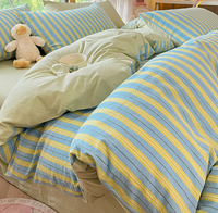 Ensemble de housse de couette anti-apnée MSM moderne 4 pièces, tissu uni teint, 100% polyester, 100TC, personnalisable, pour usage domestique, avec sac