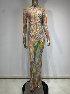 Elegante abito da sera di lusso <span class=keywords><strong>per</strong></span> signore personalizzabile in cristallo impreziosito Maxi abito di <span class=keywords><strong>laurea</strong></span> asimmetrico vita naturale formale - Product Image 2