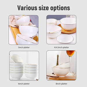 Ingrosso all'ingrosso 4.5/5/6/8 pollici Bone <span class=keywords><strong>China</strong></span> zuppa ciotola di lusso bianco puro ceramica di frutta ciotola di insalata con bordo in oro - Product Image 4