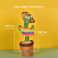 Mise à niveau lumineuse jouets en peluche électriques poupées transfrontalières parlent la danse diverses langues options de styles multiples, y compris le cactus