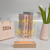 Tableau de notes calendrier LED en acrylique transparent effaçable avec support lumineux pour décoration de bureau et maison