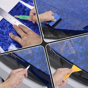 Vinilo Adhesivo para Automóviles de Fibra de Carbono Forjado Azul Brillante, PVC/PET Resistente a los Rayos UV, Autoregenerable, que Cambia de Color, Antiarañazos - Product Image 5