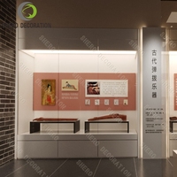 Vitrine en verre de musée de verre trempé de conception intérieure en bois avec l'affichage en verre léger de compteur